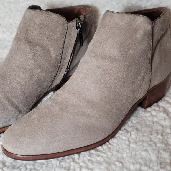 Sam Edelman Taupe Suede Ankle Booties Size 9 - Picture 1 of 11